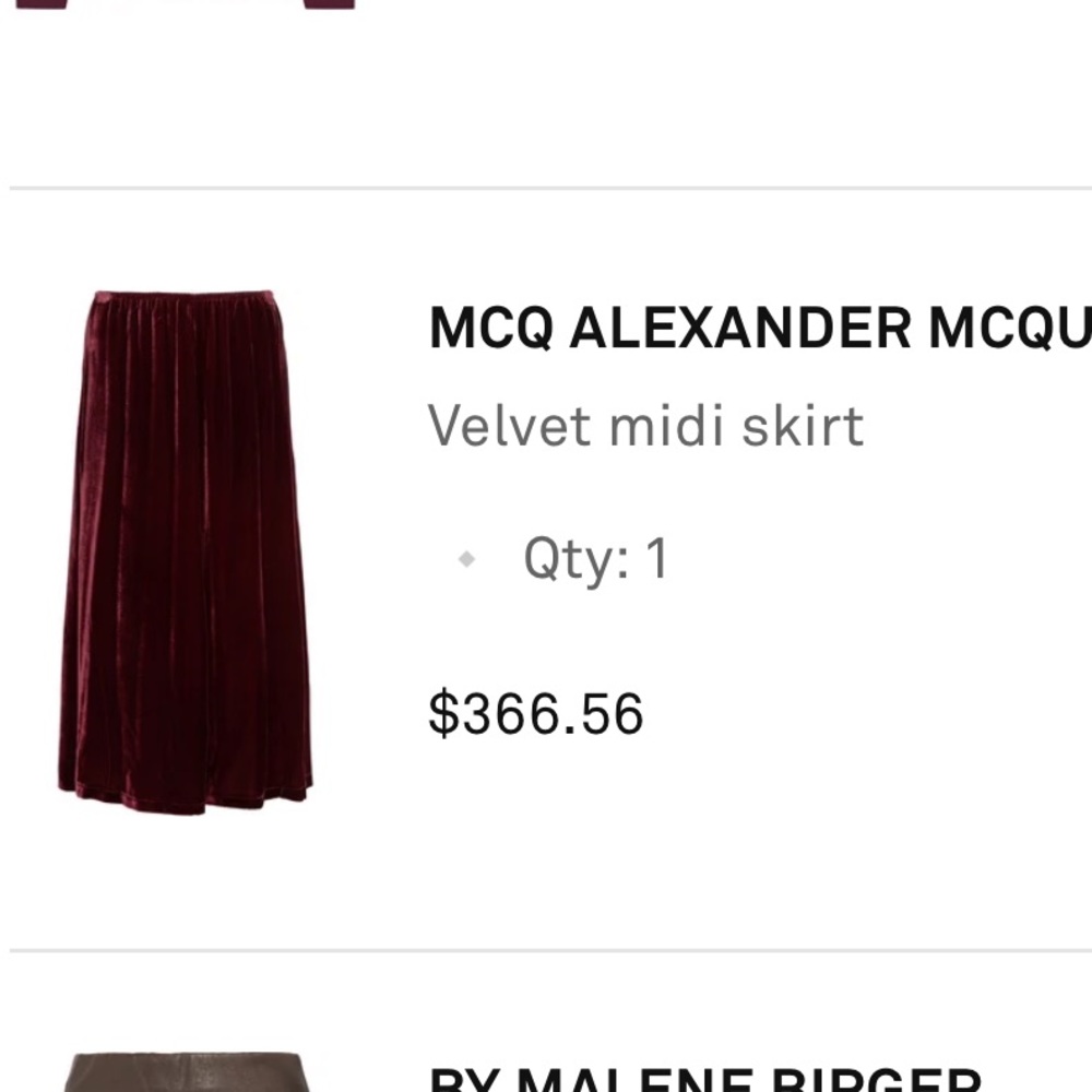 Mcq Alexander McQueen velvet midi skirt never worn from net a porter